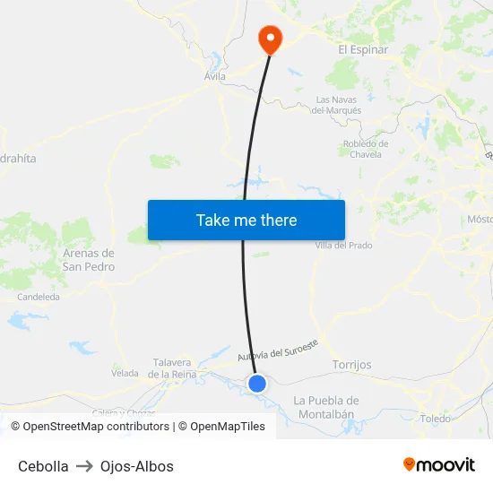 Cebolla to Ojos-Albos map