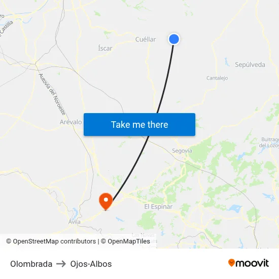 Olombrada to Ojos-Albos map