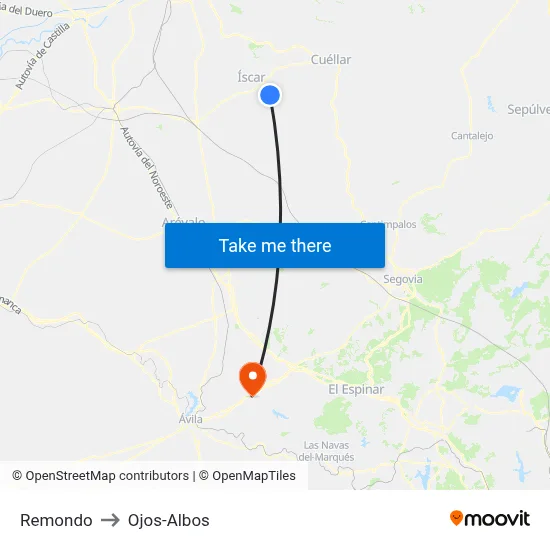 Remondo to Ojos-Albos map