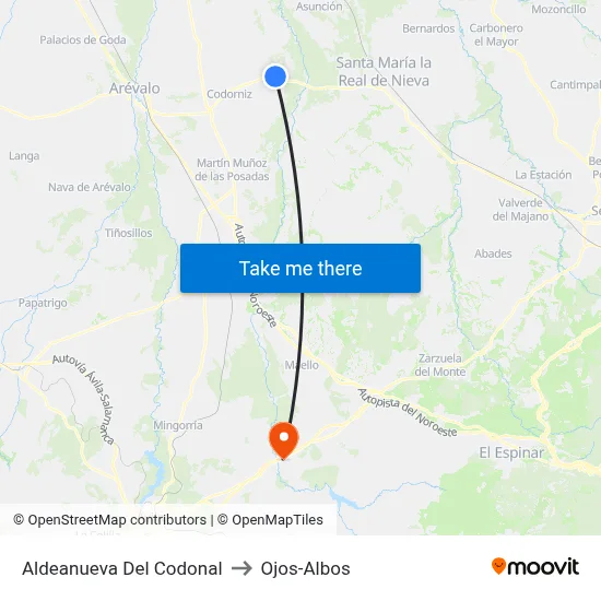 Aldeanueva Del Codonal to Ojos-Albos map