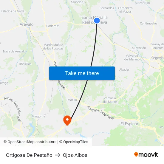 Ortigosa De Pestaño to Ojos-Albos map