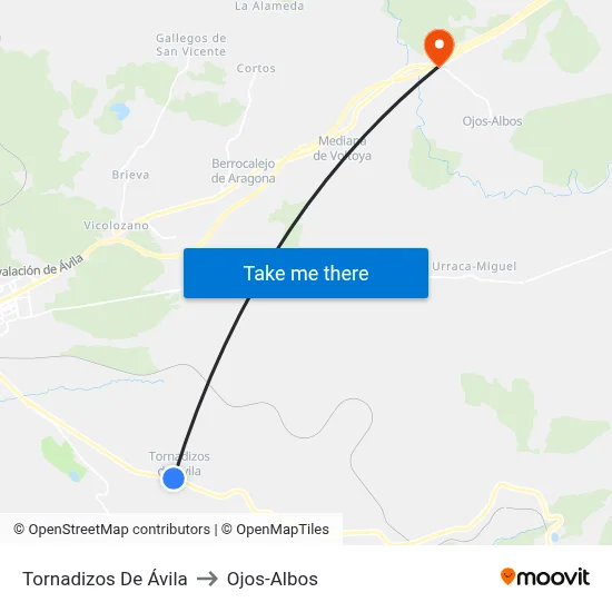 Tornadizos De Ávila to Ojos-Albos map