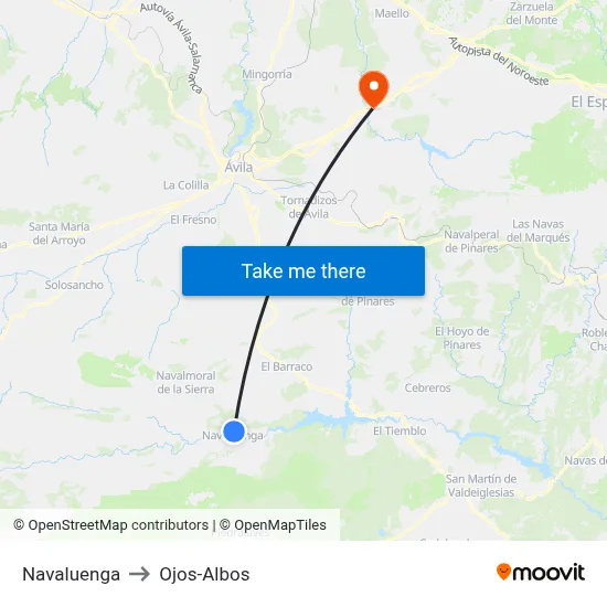 Navaluenga to Ojos-Albos map