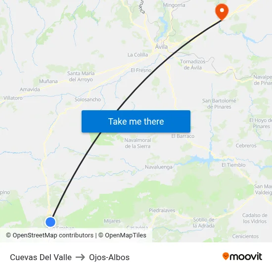 Cuevas Del Valle to Ojos-Albos map