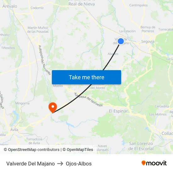Valverde Del Majano to Ojos-Albos map