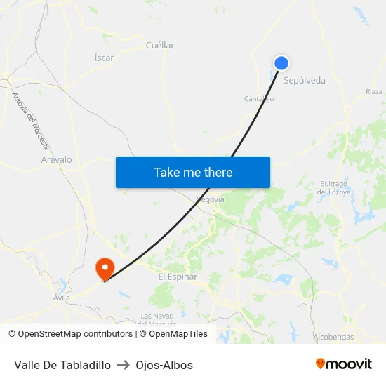 Valle De Tabladillo to Ojos-Albos map