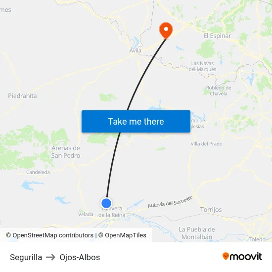 Segurilla to Ojos-Albos map