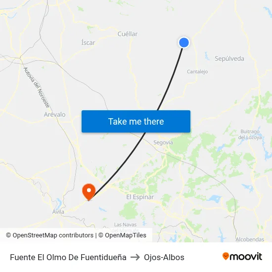 Fuente El Olmo De Fuentidueña to Ojos-Albos map