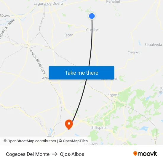 Cogeces Del Monte to Ojos-Albos map