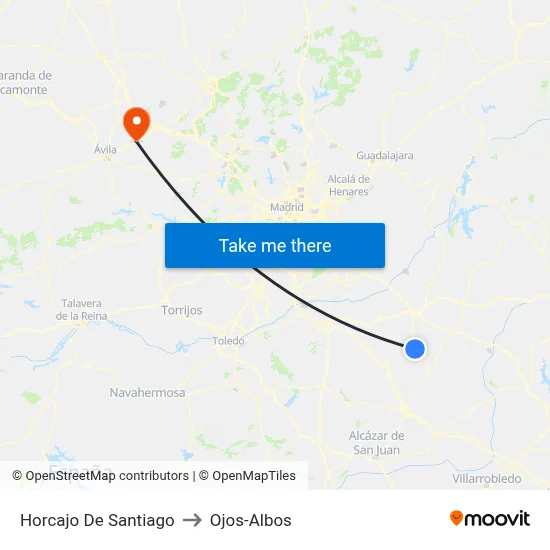 Horcajo De Santiago to Ojos-Albos map