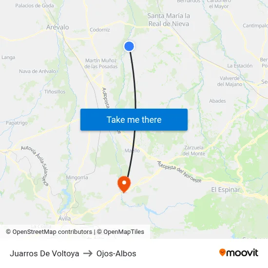 Juarros De Voltoya to Ojos-Albos map