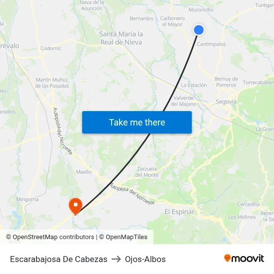 Escarabajosa De Cabezas to Ojos-Albos map