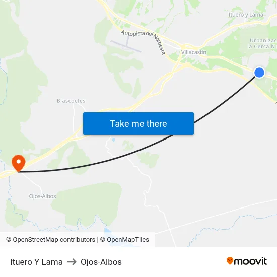 Ituero Y Lama to Ojos-Albos map