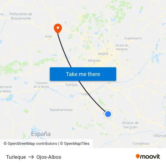 Turleque to Ojos-Albos map
