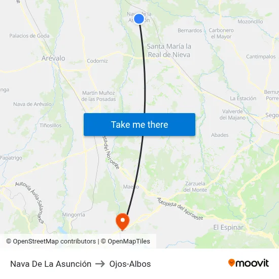 Nava De La Asunción to Ojos-Albos map