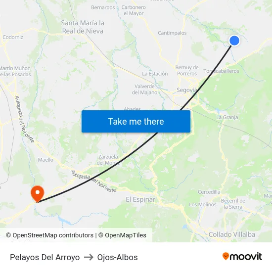 Pelayos Del Arroyo to Ojos-Albos map