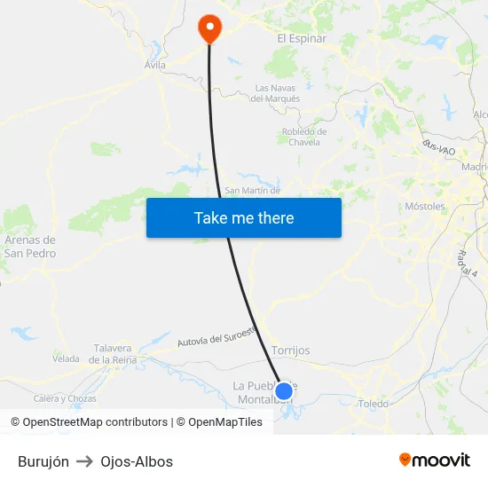 Burujón to Ojos-Albos map