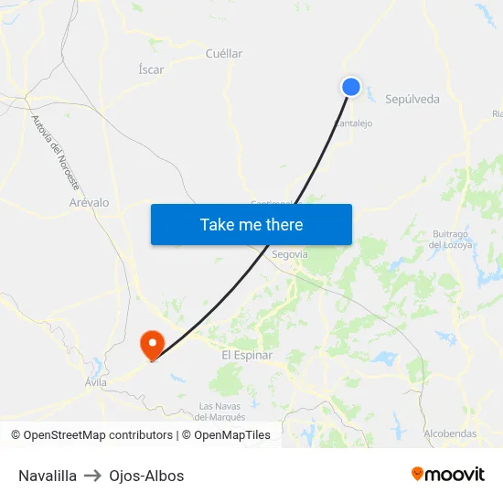 Navalilla to Ojos-Albos map