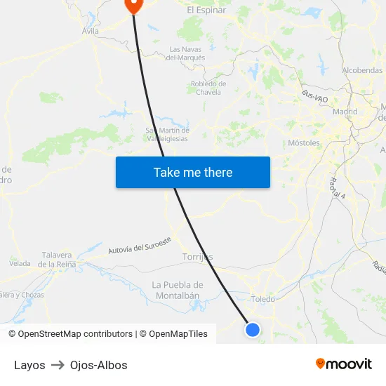 Layos to Ojos-Albos map