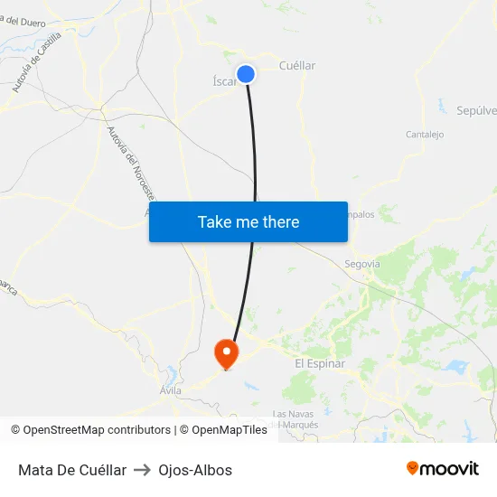 Mata De Cuéllar to Ojos-Albos map