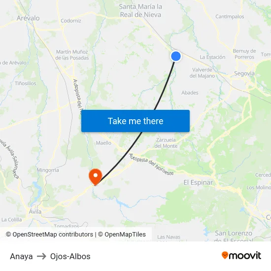Anaya to Ojos-Albos map