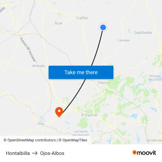 Hontalbilla to Ojos-Albos map