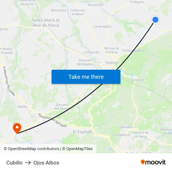 Cubillo to Ojos-Albos map