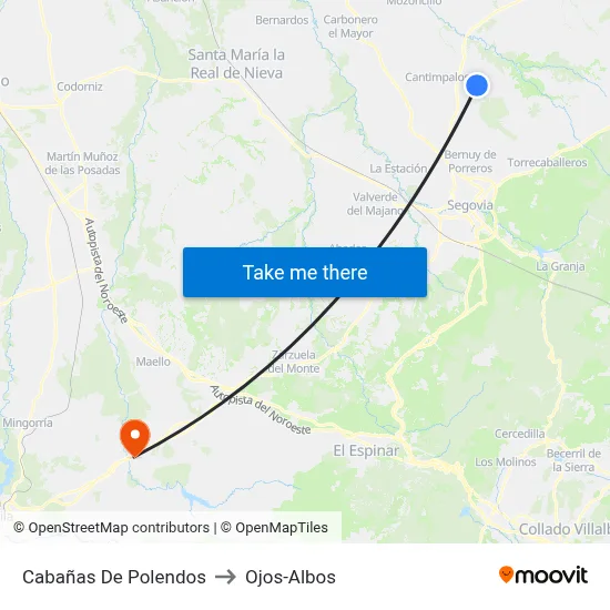 Cabañas De Polendos to Ojos-Albos map