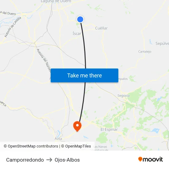 Camporredondo to Ojos-Albos map