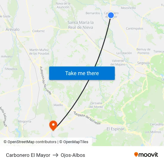 Carbonero El Mayor to Ojos-Albos map
