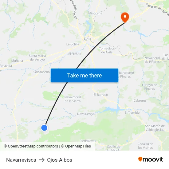 Navarrevisca to Ojos-Albos map