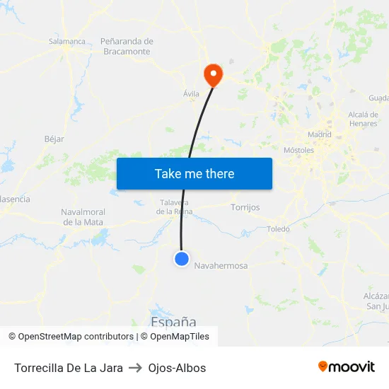 Torrecilla De La Jara to Ojos-Albos map