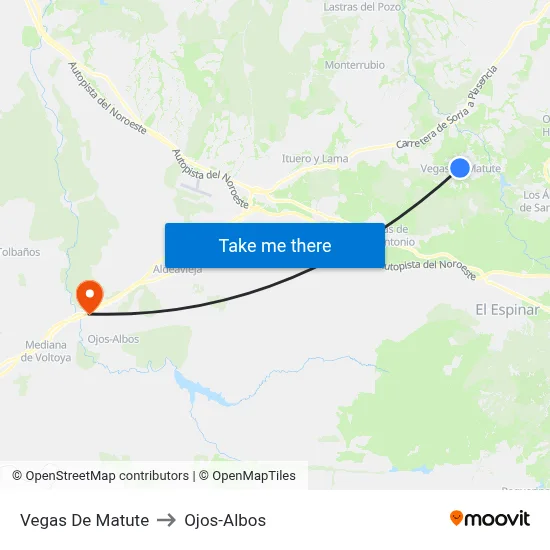 Vegas De Matute to Ojos-Albos map