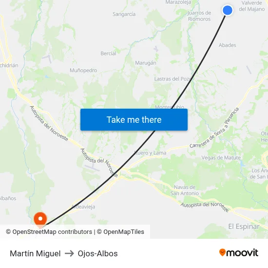Martín Miguel to Ojos-Albos map