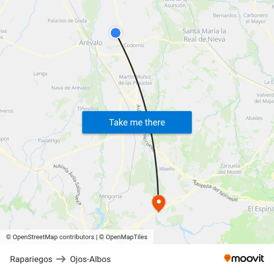 Rapariegos to Ojos-Albos map