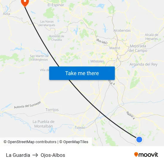 La Guardia to Ojos-Albos map