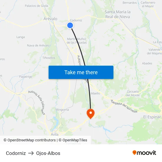 Codorniz to Ojos-Albos map