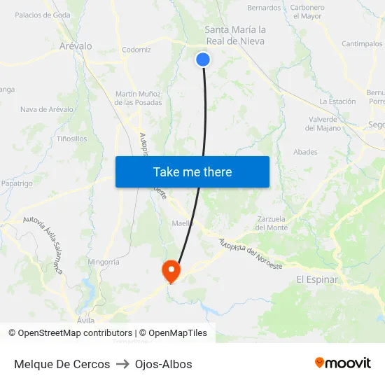 Melque De Cercos to Ojos-Albos map