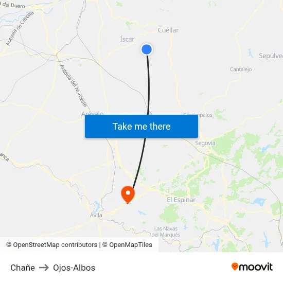 Chañe to Ojos-Albos map