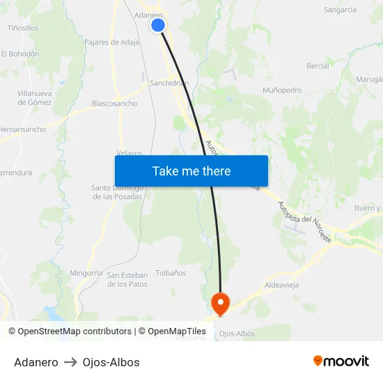Adanero to Ojos-Albos map