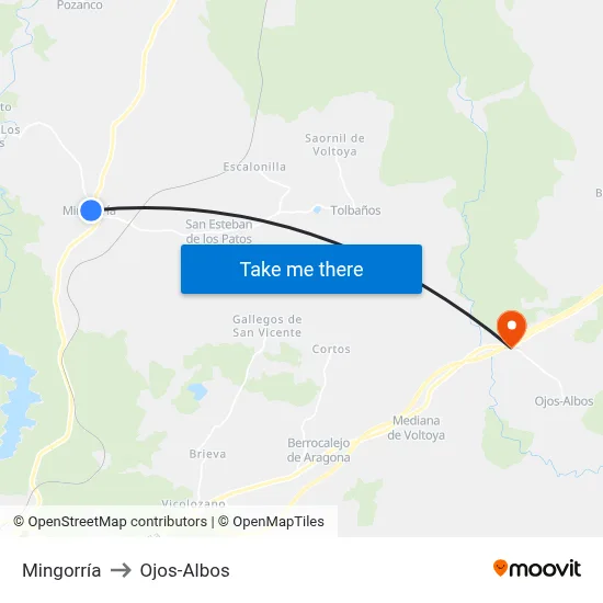 Mingorría to Ojos-Albos map