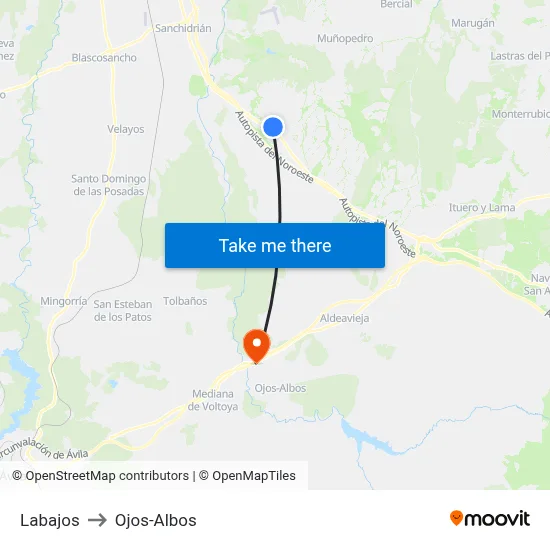 Labajos to Ojos-Albos map