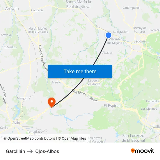 Garcillán to Ojos-Albos map