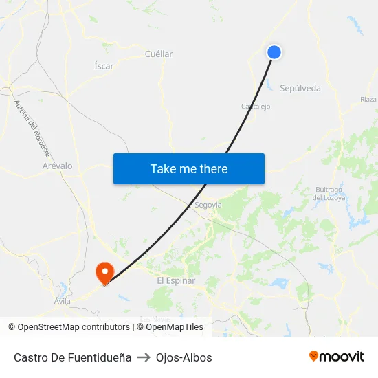 Castro De Fuentidueña to Ojos-Albos map