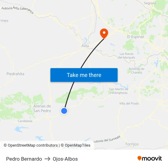 Pedro Bernardo to Ojos-Albos map
