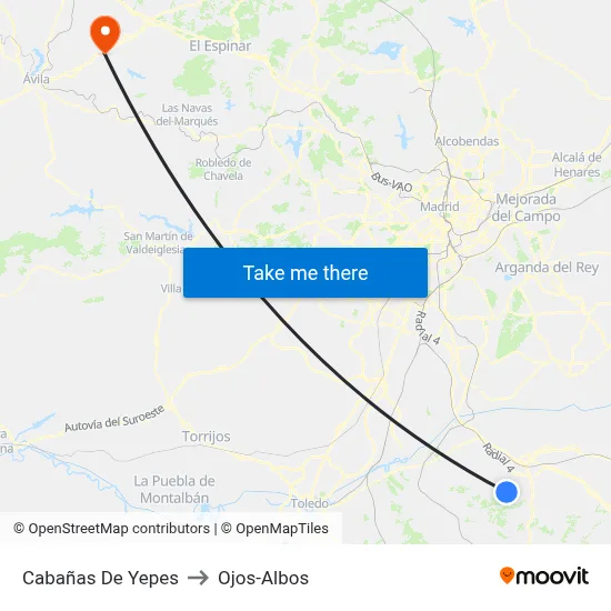 Cabañas De Yepes to Ojos-Albos map