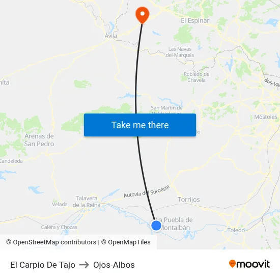 El Carpio De Tajo to Ojos-Albos map