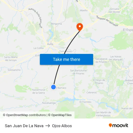 San Juan De La Nava to Ojos-Albos map