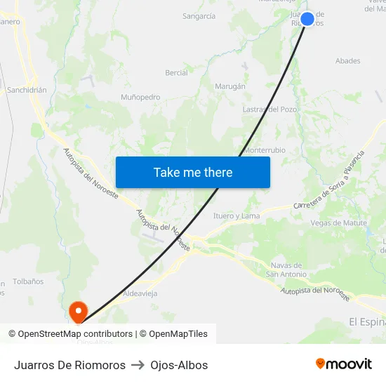 Juarros De Riomoros to Ojos-Albos map