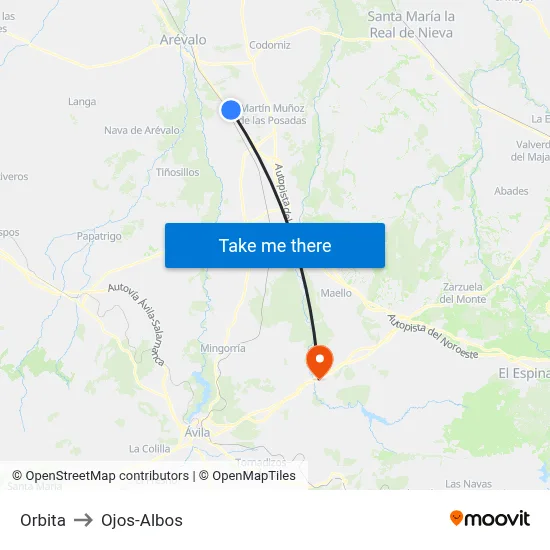 Orbita to Ojos-Albos map